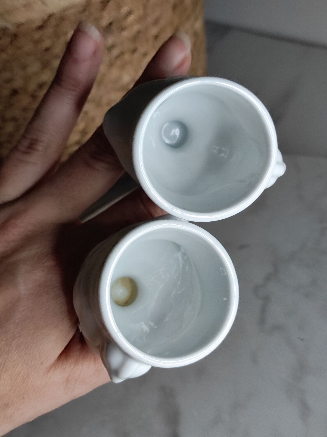 White porcelain hen egg cups