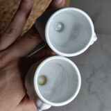 White porcelain hen egg cups