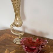 Vintage mid-century artistic vase, beige sand, Murano glass, Europe, 1970.