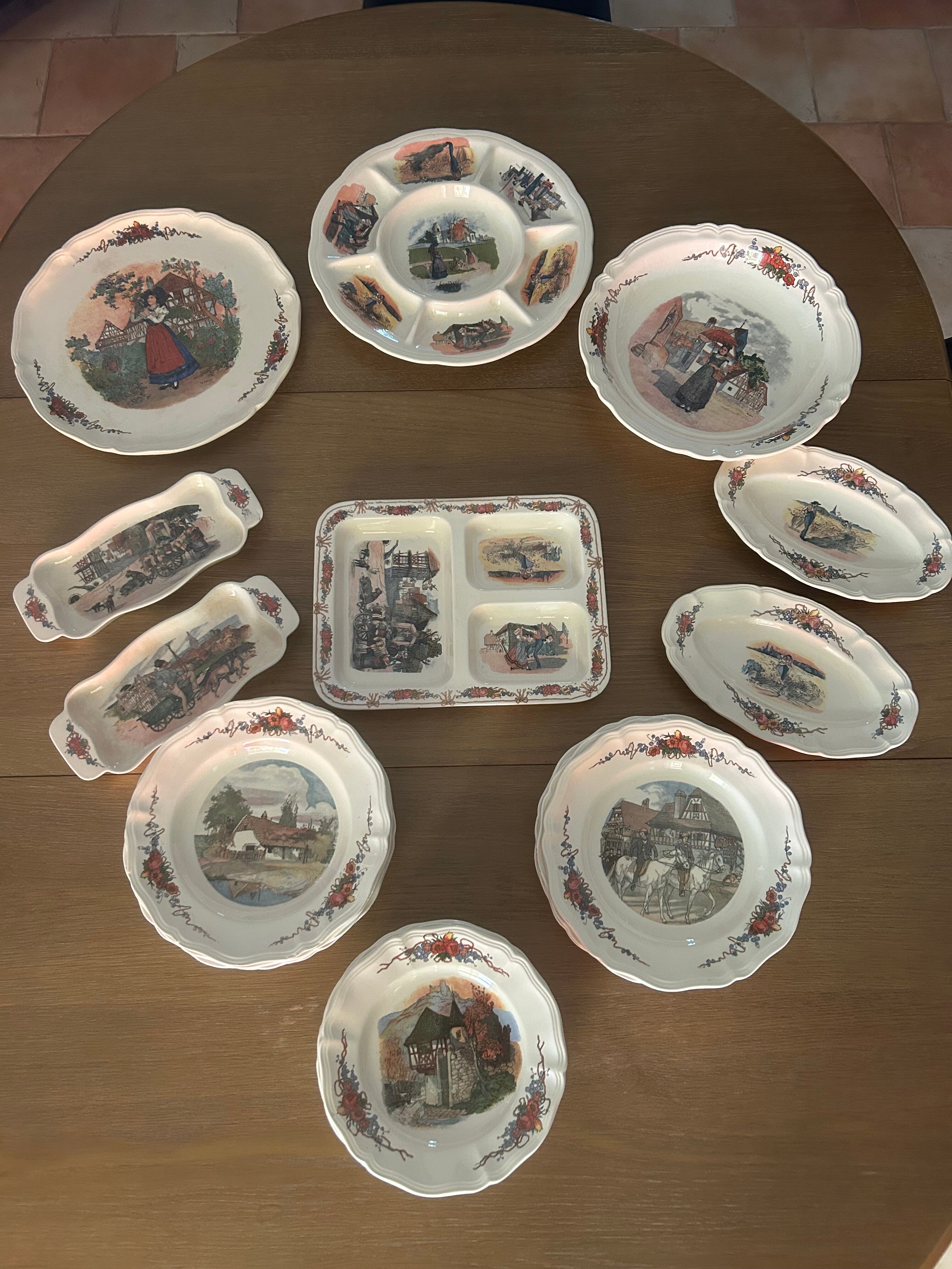 Dish set Sarreguemines Henri Loux