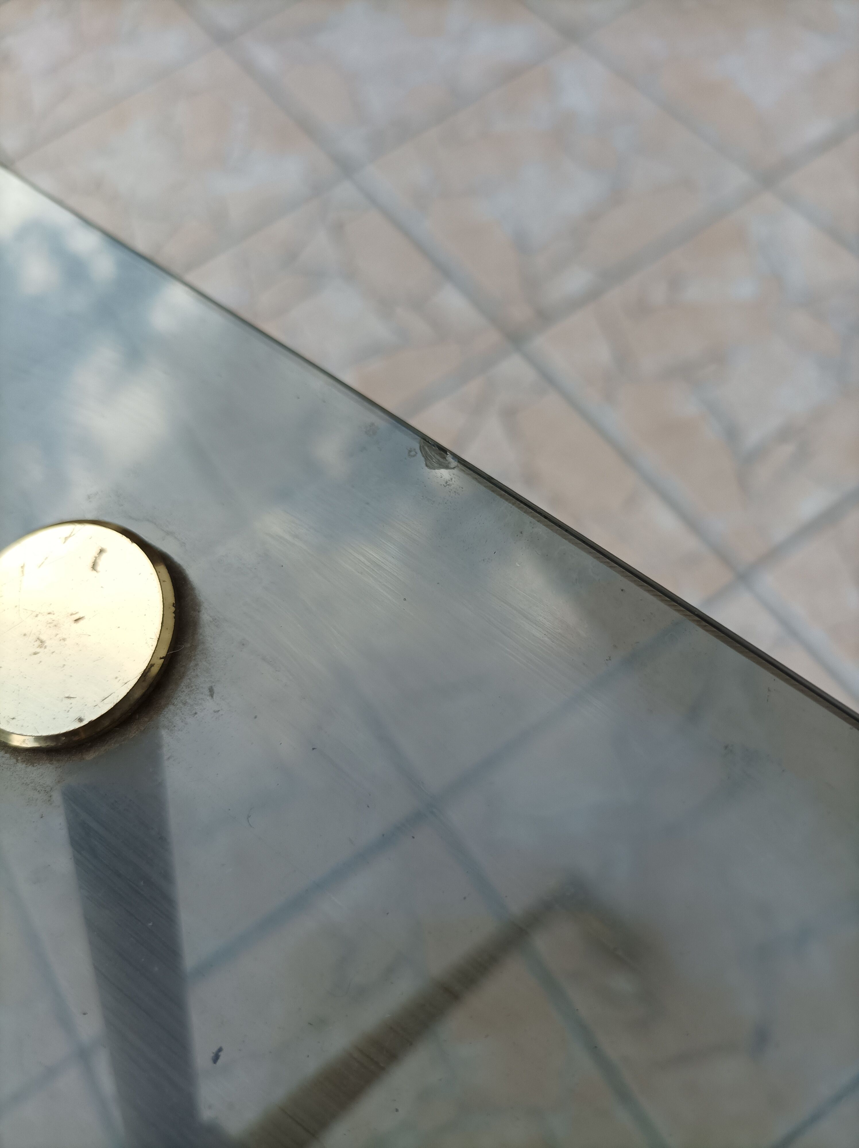 Vintage serving tray in brass and smoked glass 1960