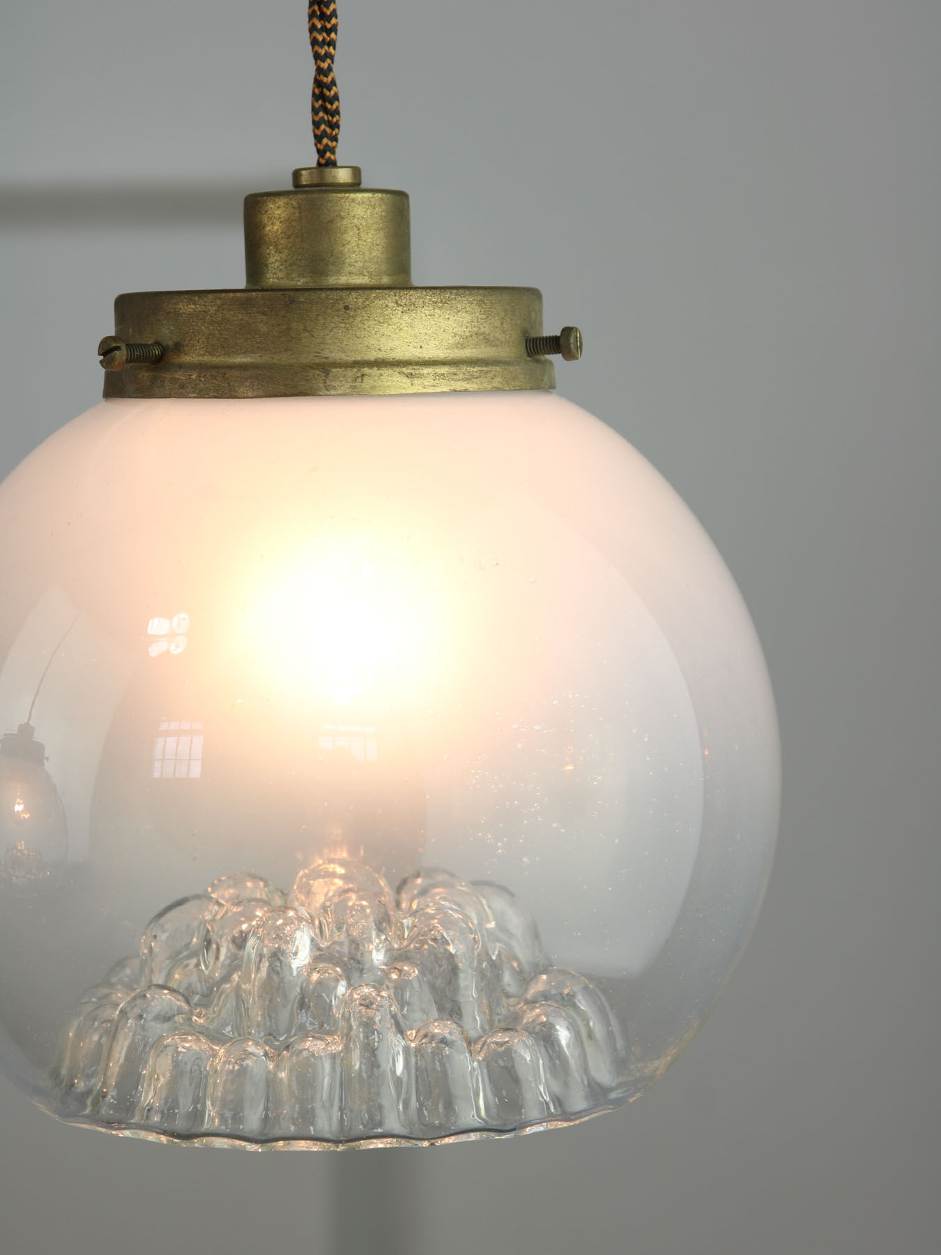 Vintage Murano Glass & Brass Pendant Lamp