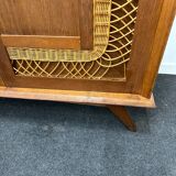 Rattan wardrobe with compass feet