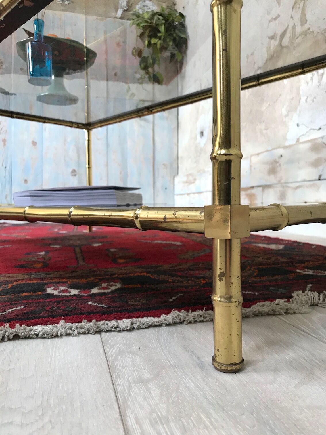 Bamboo imitation brass coffee table