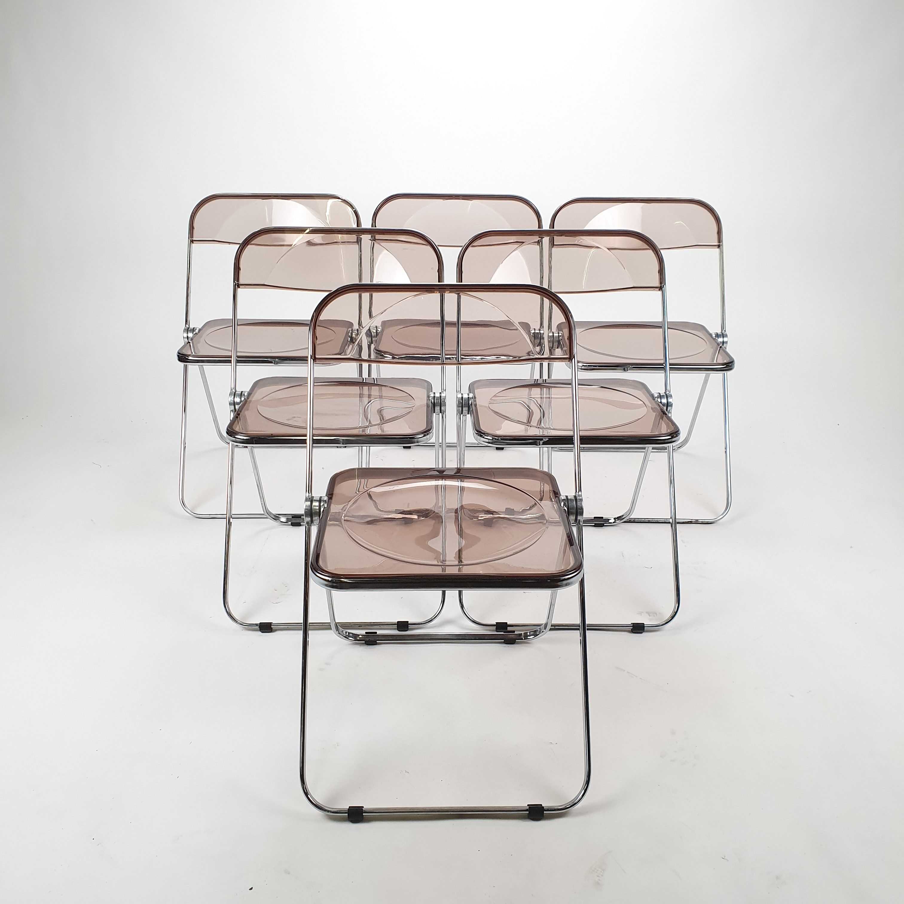 Set of 6 plia folding chairs by Giancarlo Piretti ed. Castelli, 1970s