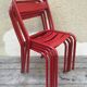 Set of 4 chairs old Tolix T1 metal stackable red vintage