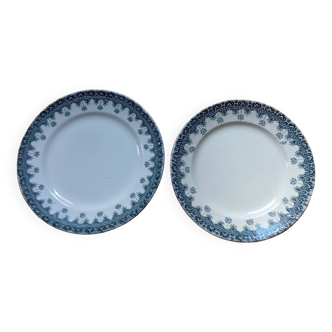 2 serving dishes iron earth monochrome blue flowers, St Amand and Hamage