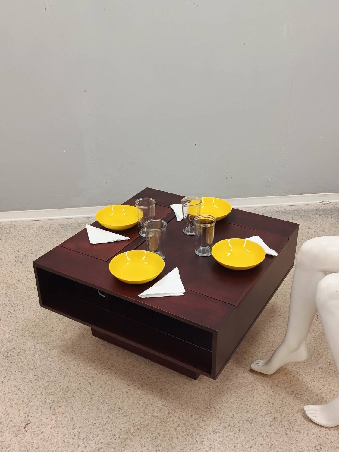 Table basse desserte vintage modulable avec bar 1960