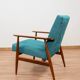Scandinavian Lounge Chair Mid Century Design Turquoise Vintage Fabric