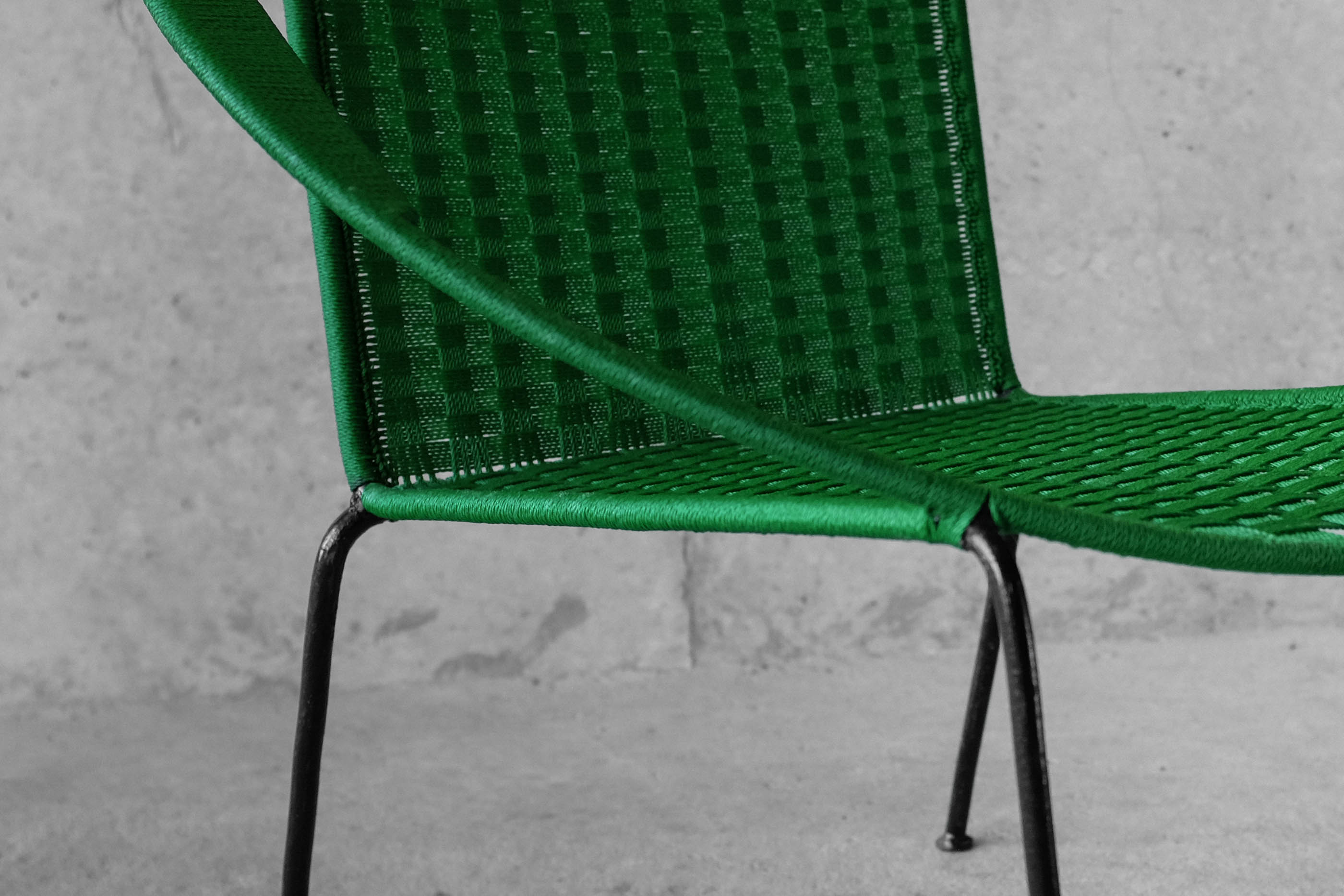 Armchair metal structure and green ropes 1960