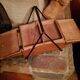 Sewing box from the 50s in wood and black metal