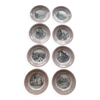 Set of 6 Gien plates - Aubigny sur Nère decor