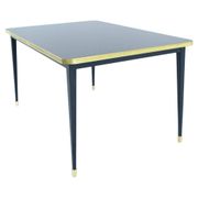 Dining Table, High Gloss Laminate, Brass, Tapered Legs, Midnight Blue - M