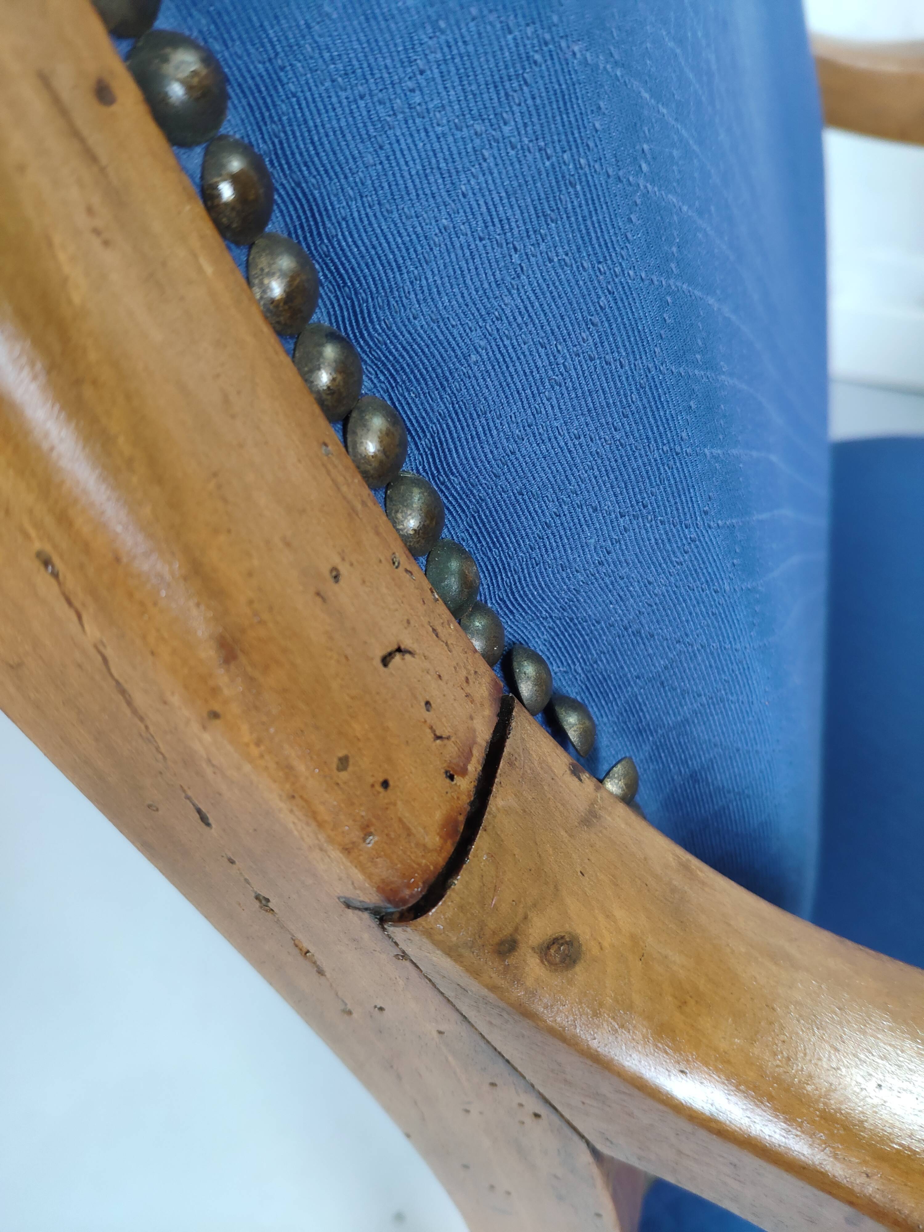 Armchair voltaire blue fabric