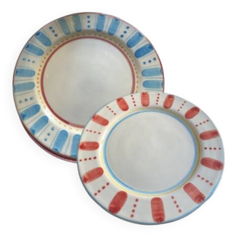 trio of mismatched handmade plates