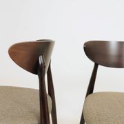 Set of 4 Modern Beech Wood Dining Chair, Herringbone yellow fabric