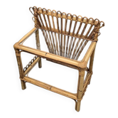 Rattan and glass side table 1960