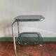 Chrome and smoked glass side table 1970
