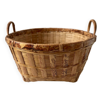 round rattan basket 60s-70s