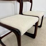 Set of 2 Baumann sled chairs in wood and terry fabric, 60s design