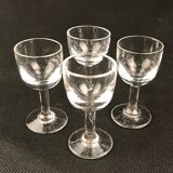 Set de 4 verres à liqueur anciens fait main