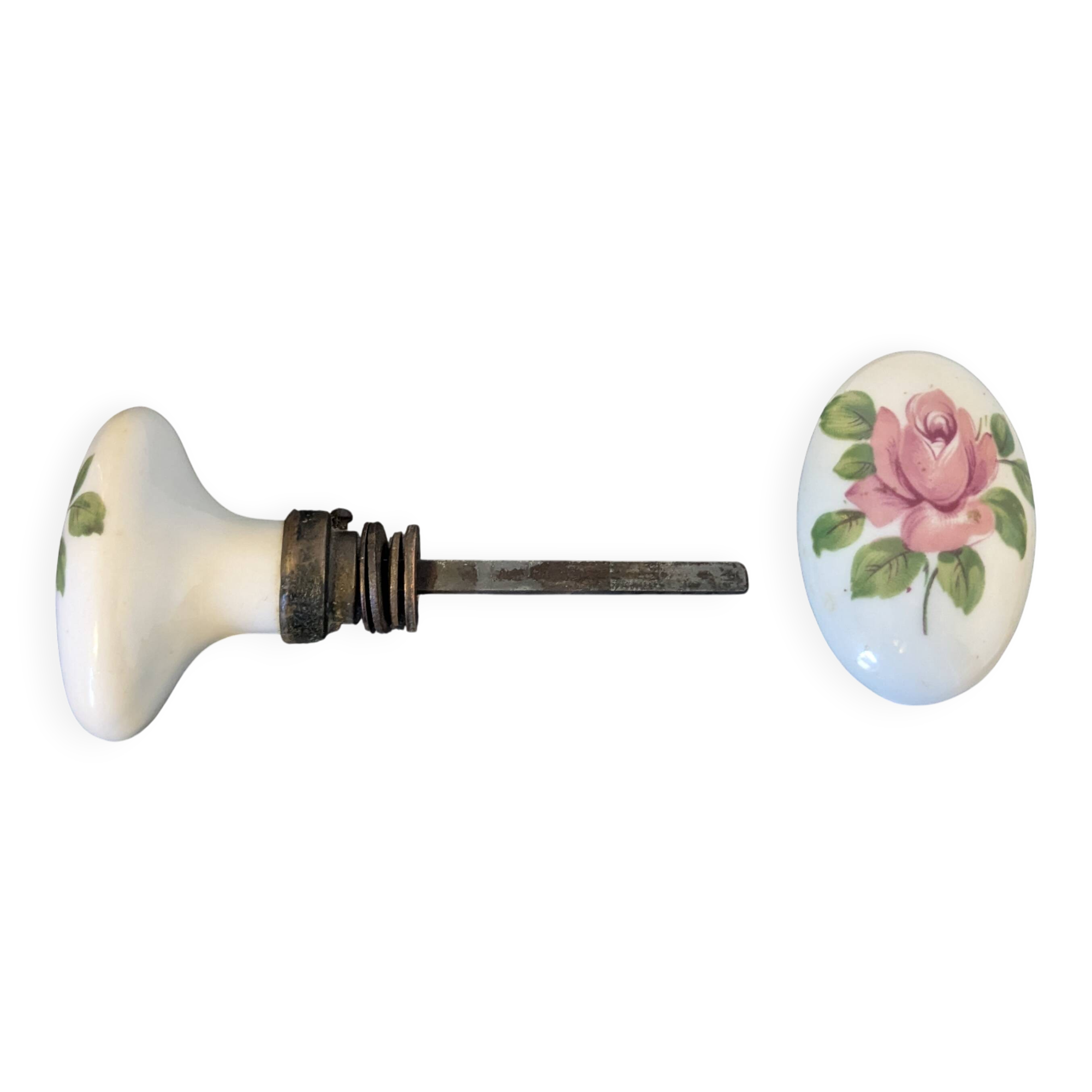 Pair of floral ceramic handles, vintage charm
