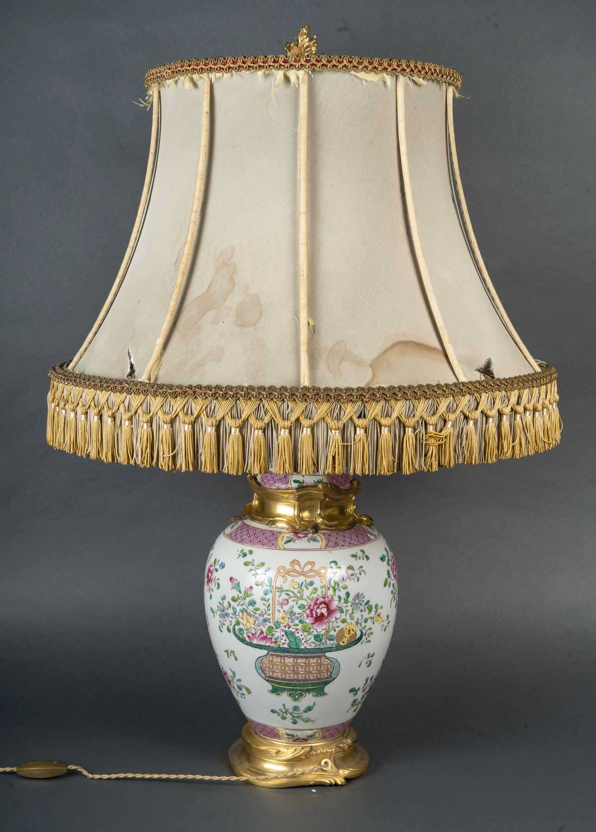 Porcelain Lamp by Samson, Famille Rose Style, 19th Century