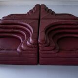 Terrazza Landscapes in Burgundy Leather by Ubald Klug for de Sede, 1970s, Set of 4