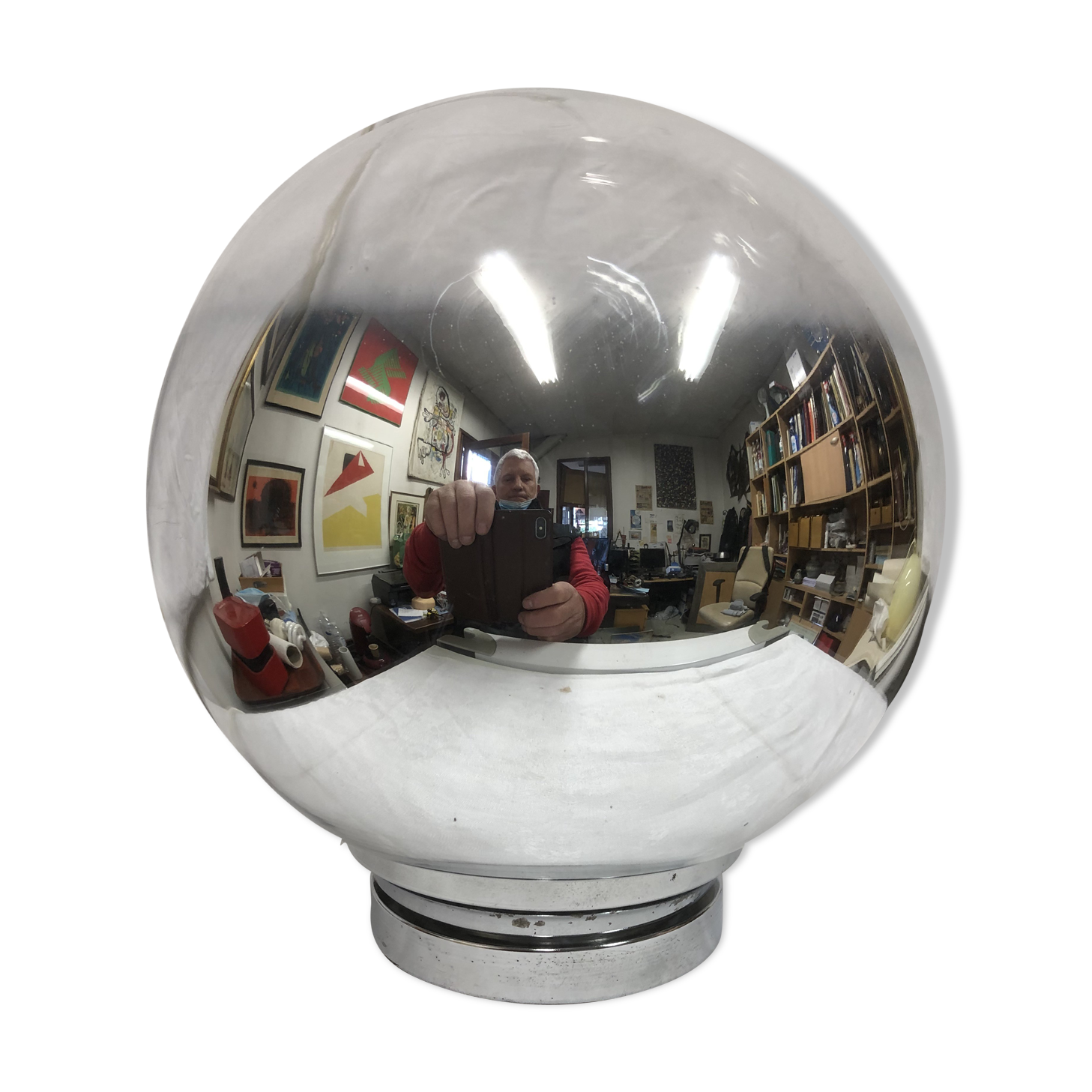 Silver glass ball lamp 1970