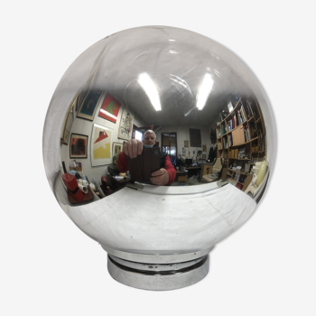 Lampe boule verre argenté 1970