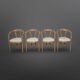 Ensemble de 4 chaises de salle à manger en bois et laine, Italie années 1970.