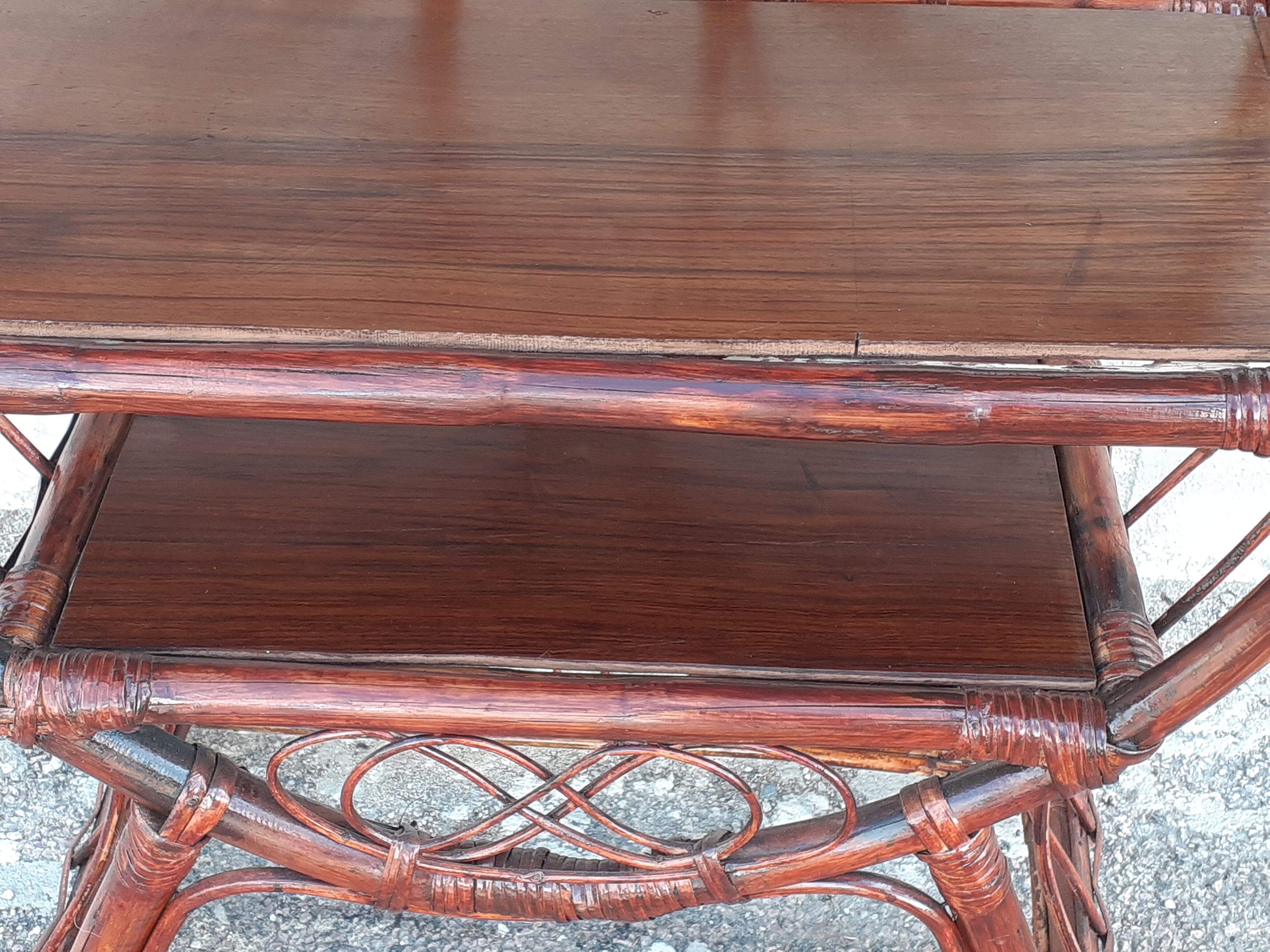 Round rattan library.