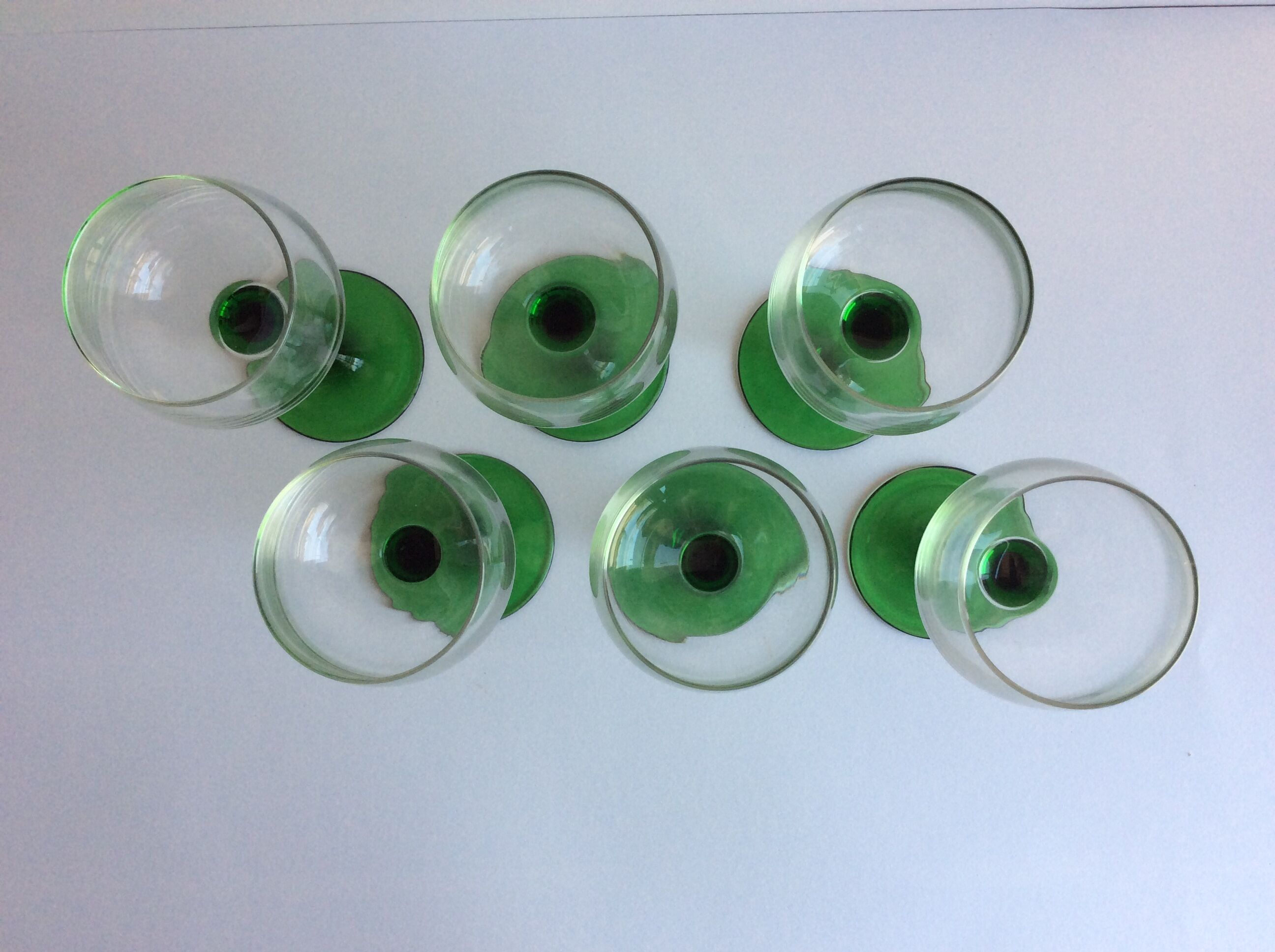 Alsatian type green wine glasses