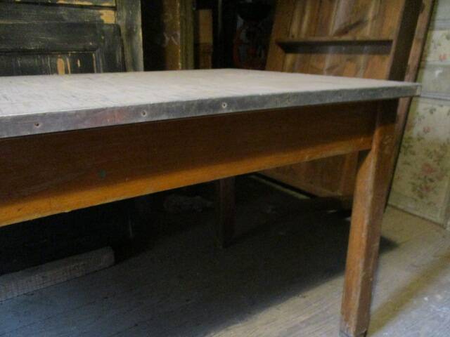 Long school table from the 50s with white top