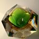 Cendrier Murano sommerso vert et ambre 1960