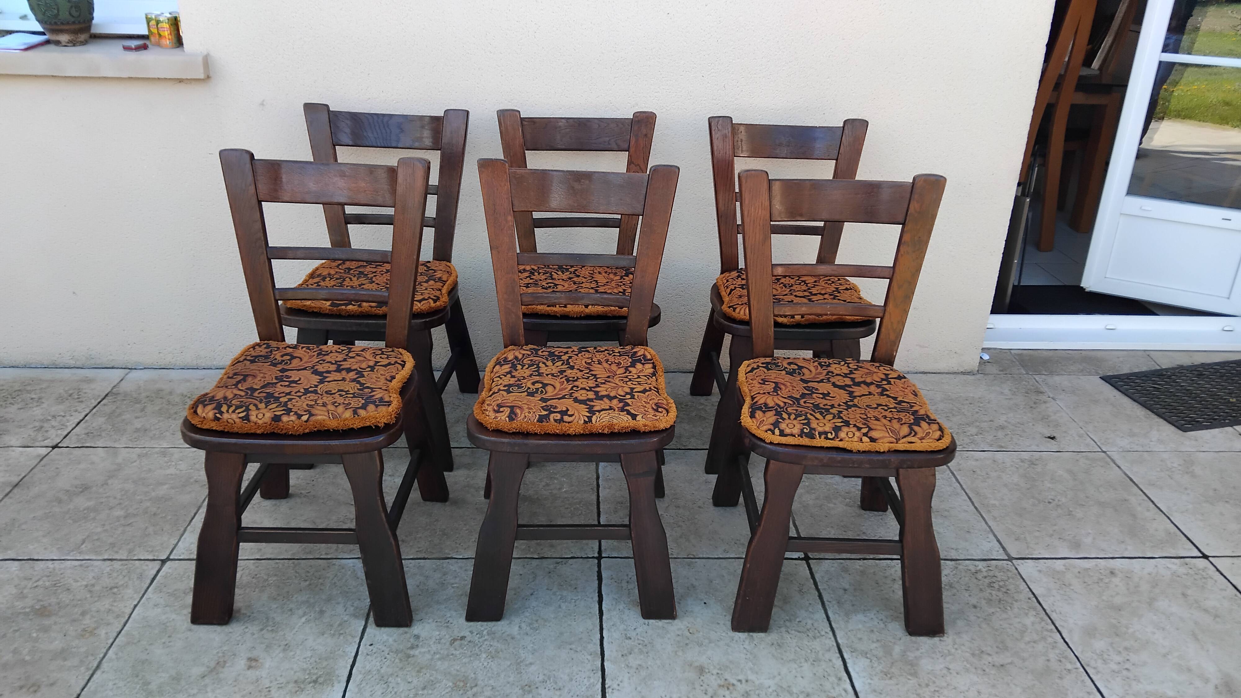 6 vintage brutalist chairs from the 1950s.