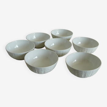 Service of 7 old Limoges white porcelain bowls