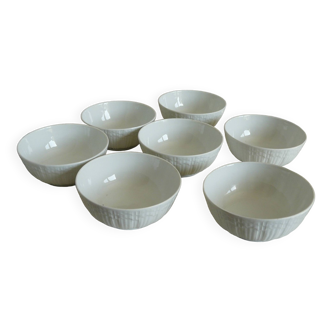 Service de 7 bols anciens porcelaine blanche de Limoges