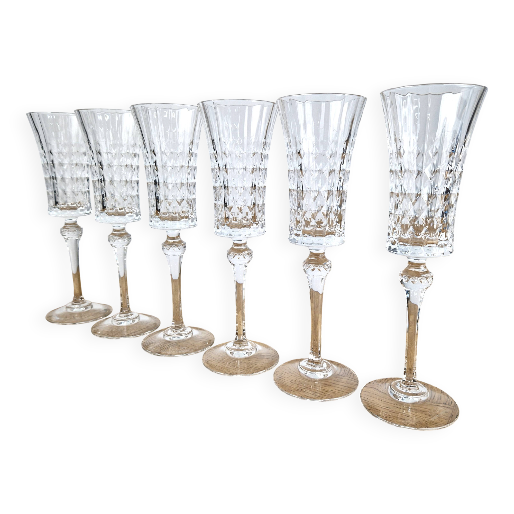 6 champagne flutes 15cl Lady Diamond Cristal d'Arques
