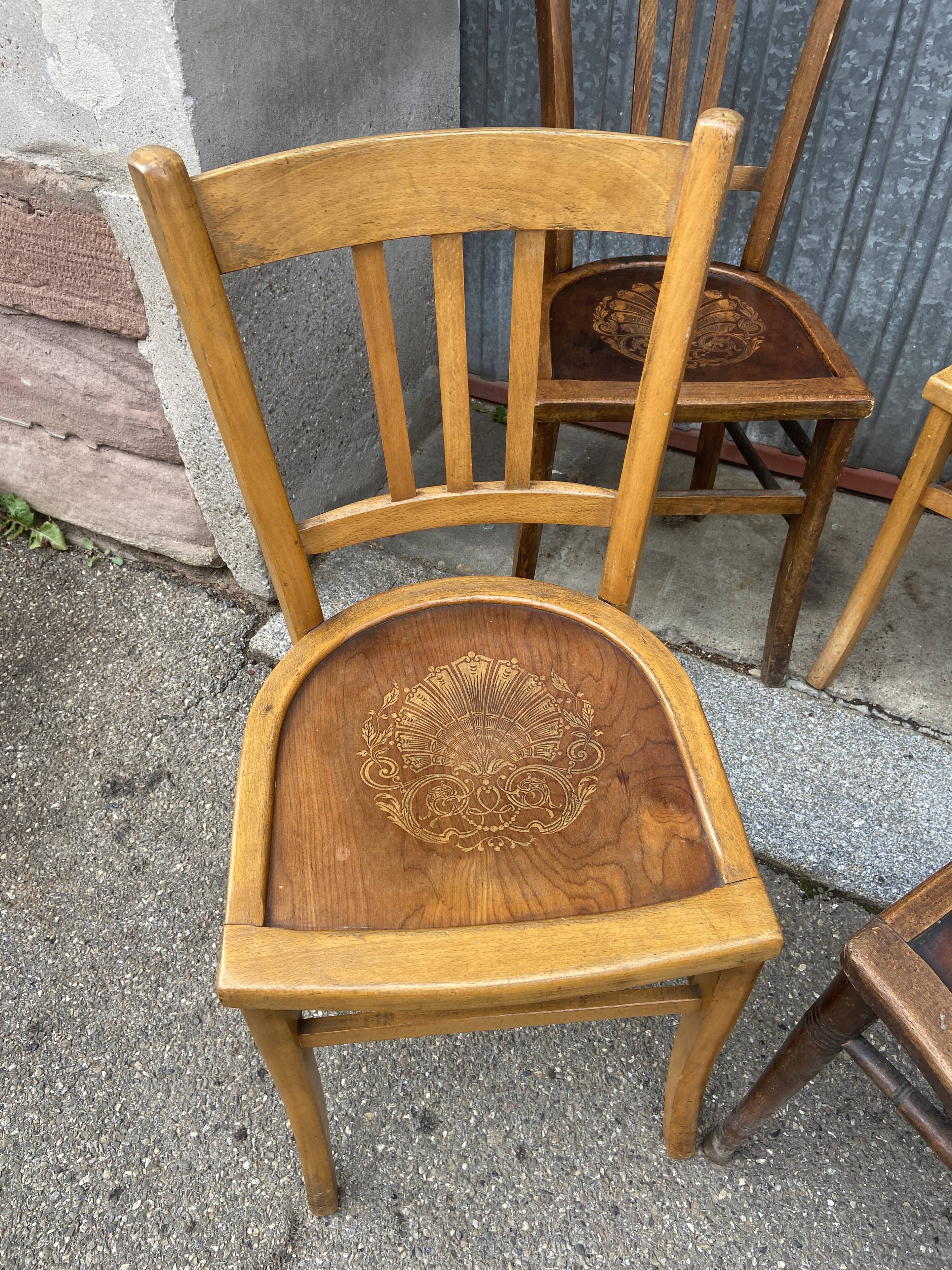 4 vintage mismatched coffee bistro chairs