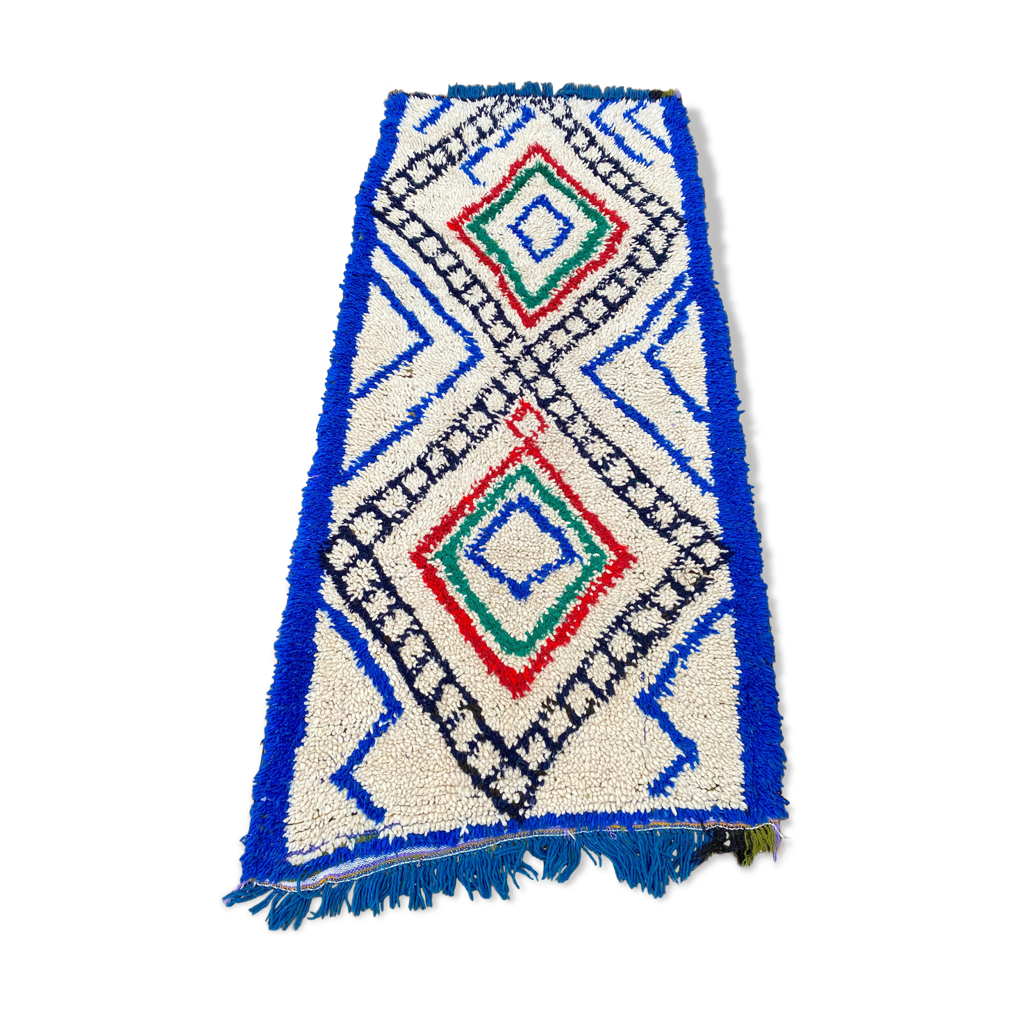 Azilal wool and handmade cotton berbere rug 100x210 cm