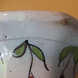 Pair of antique earthenware candlesticks with Rouen decor