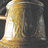 Pitcher - pair of tinned copper pourer qajar persian calligraphy -islamic art