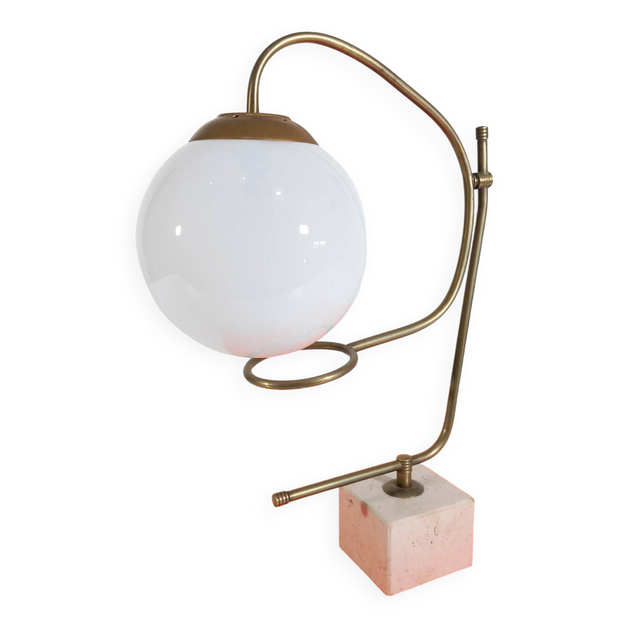 Large Vintage Table Lamp • Marble Base • Brass • 1970-1980