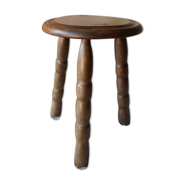 Ancien tabouret de ferme, campagne en bois tripode   - vintage