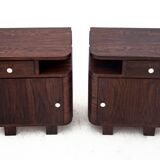 Pair of art deco bedside tables, Poland, 1950s, renovated