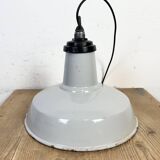 Industrial Grey Enamel Factory Pendant Lamp, 1960s