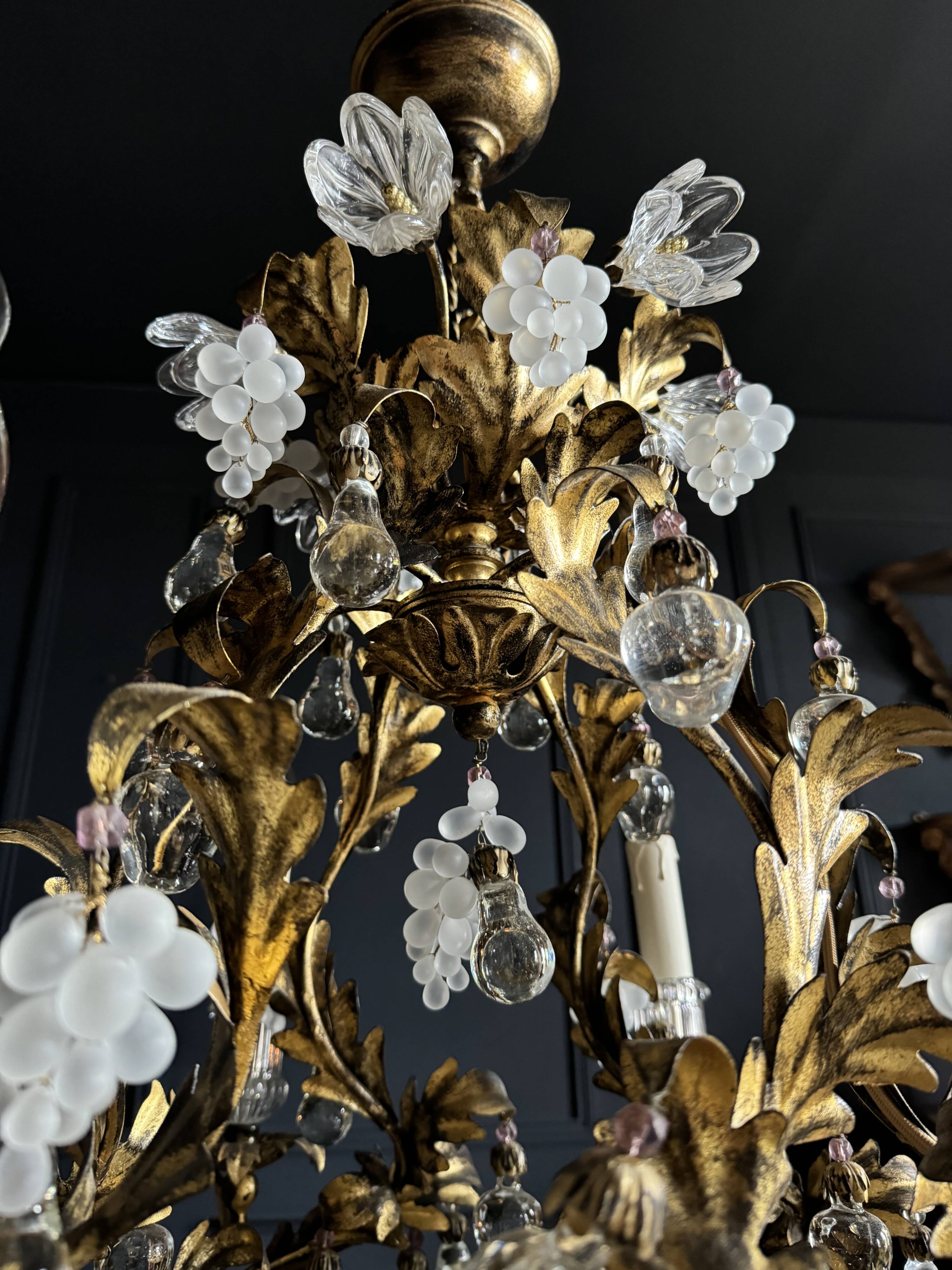 Bronze and Gold Metal Cage Chandelier from the 70s - 20th Century