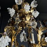 Bronze and Gold Metal Cage Chandelier from the 70s - 20th Century