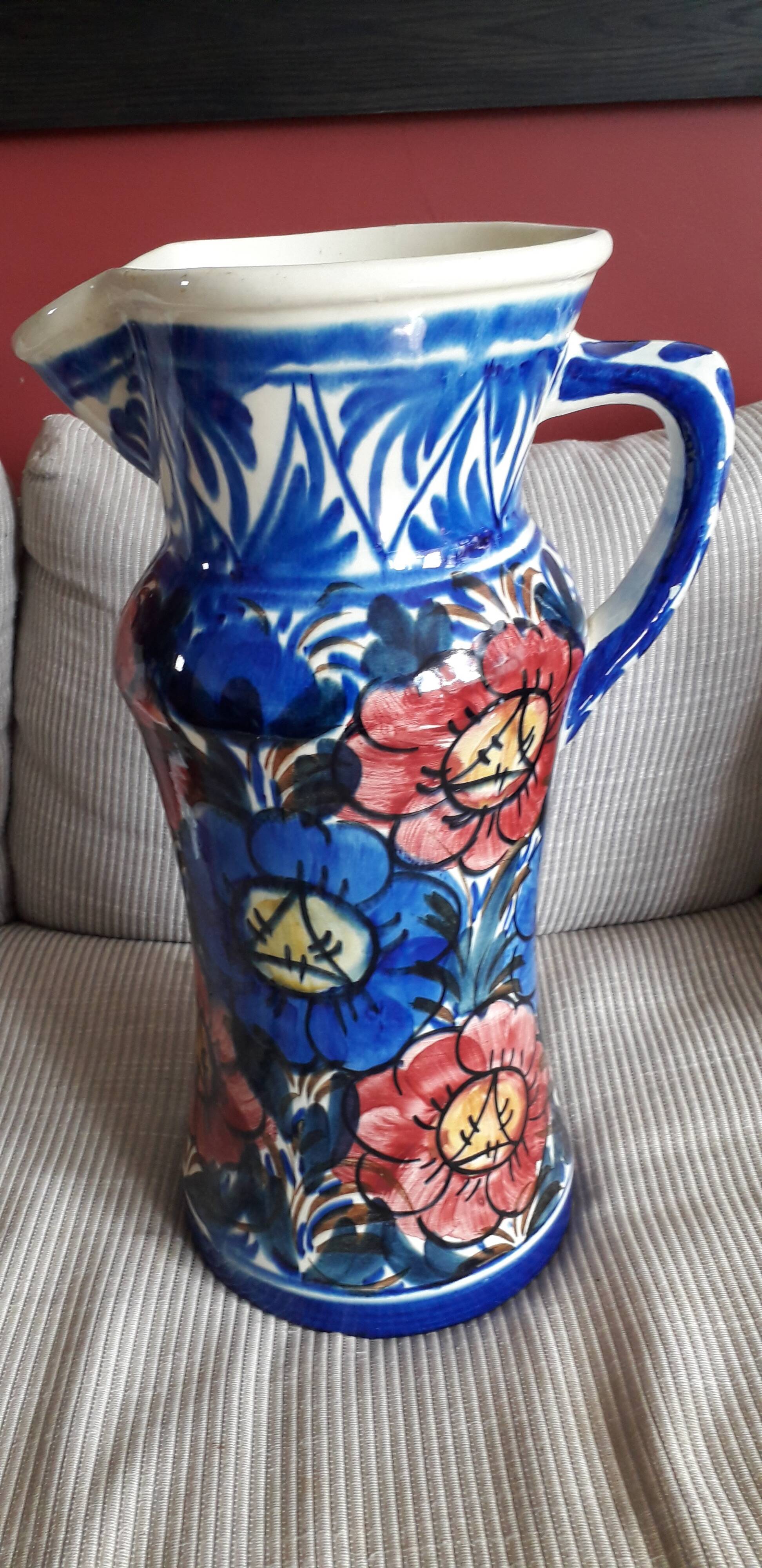 Large vintage vase with floral decoration